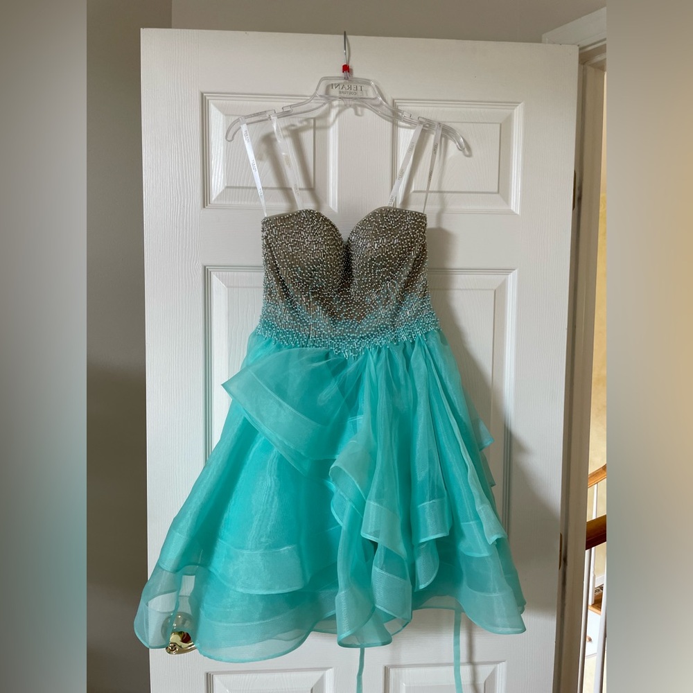 Terani Couture Aqua Dress with Sparkling Bodice